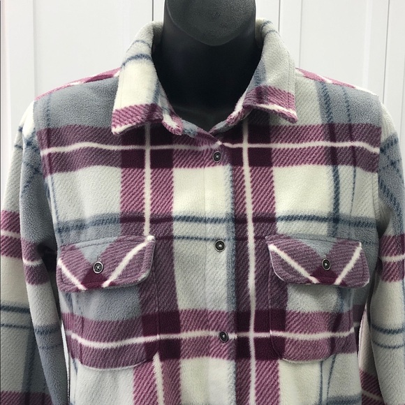 Ripzone Women’s Plaid Shacket – Small – Off-White/Purple/Grey - Picture 7 of 16